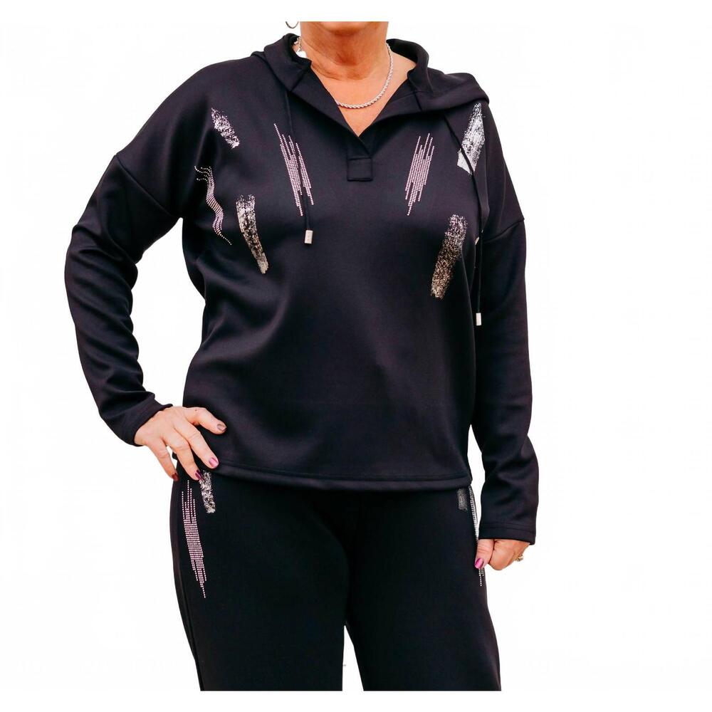 NEW FRANK LYMAN knit top hoodie in black